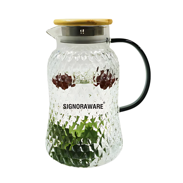 SIGNORAWARE BoroZen Borosilicate Glass Jug with Bamboo Lid | 1700 ML