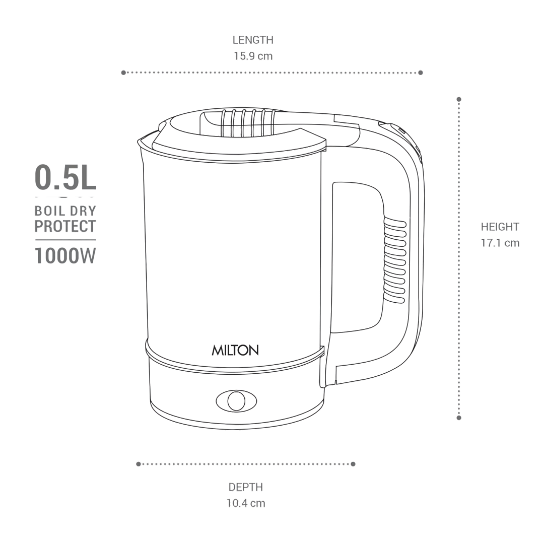 MILTON Electric INSTA Travel Kettle 500 ML | 1000 W