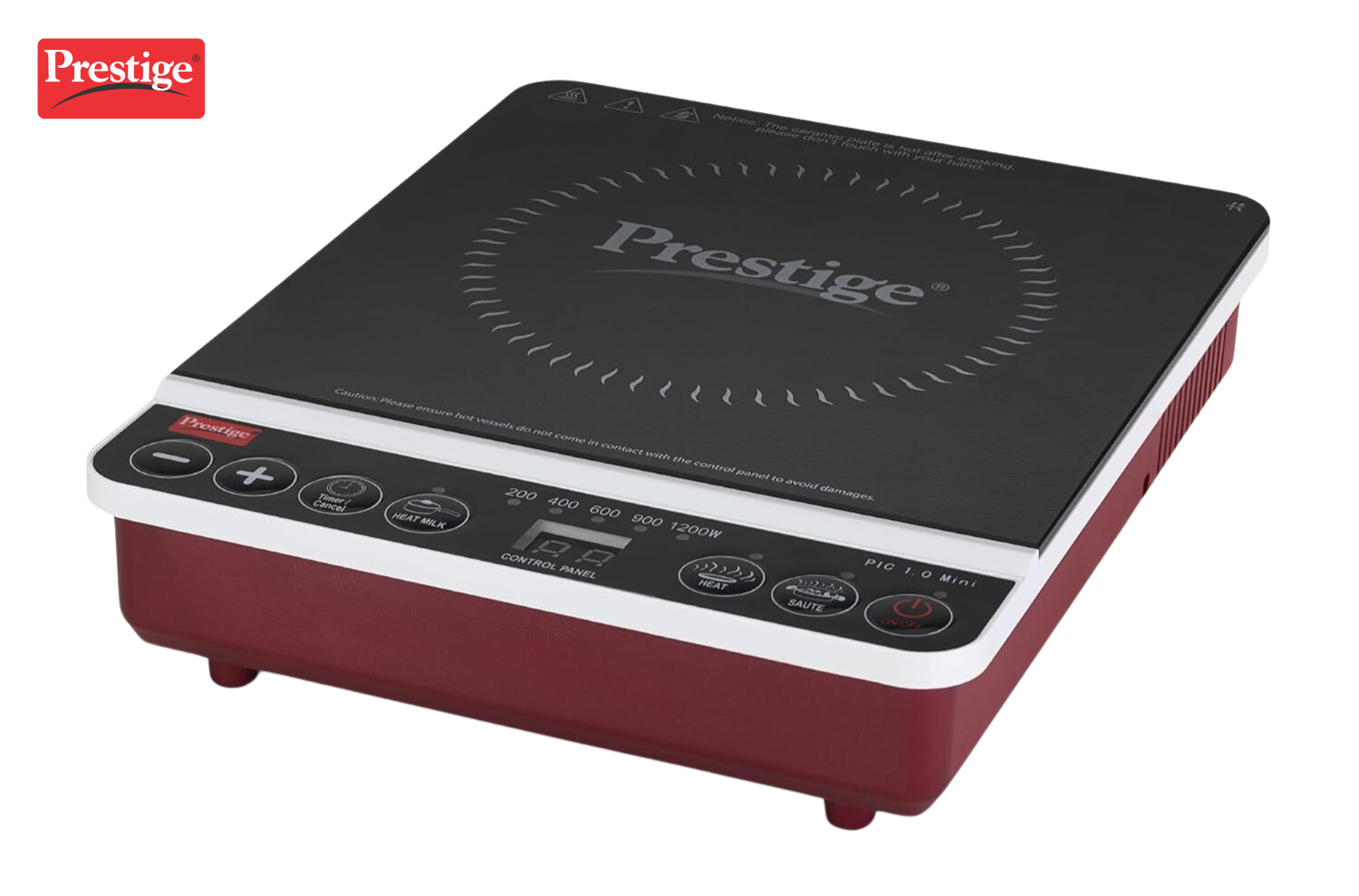 Prestige Travel Induction Cooktop 1200 W with Soft Touch Buttons (Red, Black)