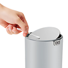 OBSSESSIONS Fandy Mini Desk Trash Can with Swing-Top Lid 1.5 Ltr | Round | For Office, Home, Car