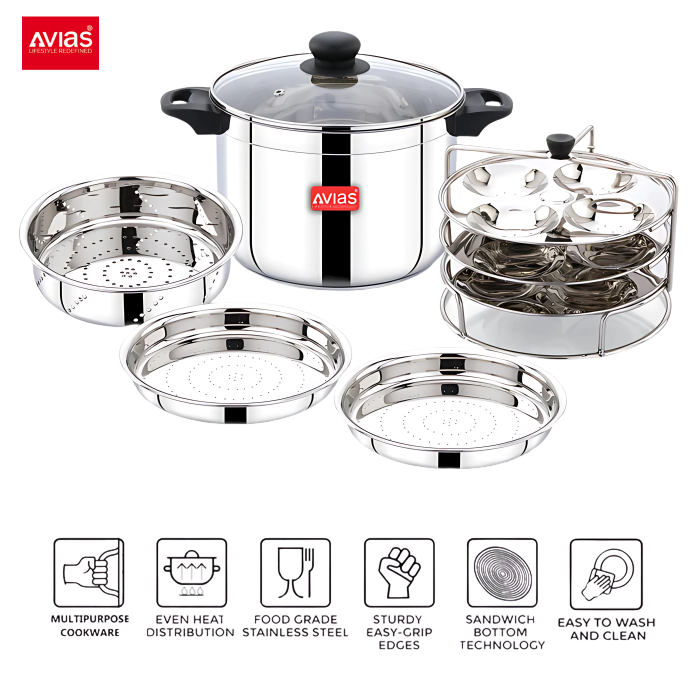 AVIAS Versa Multi-Pot | Multi Kadhai with Glass Lid | 5.6 Ltr