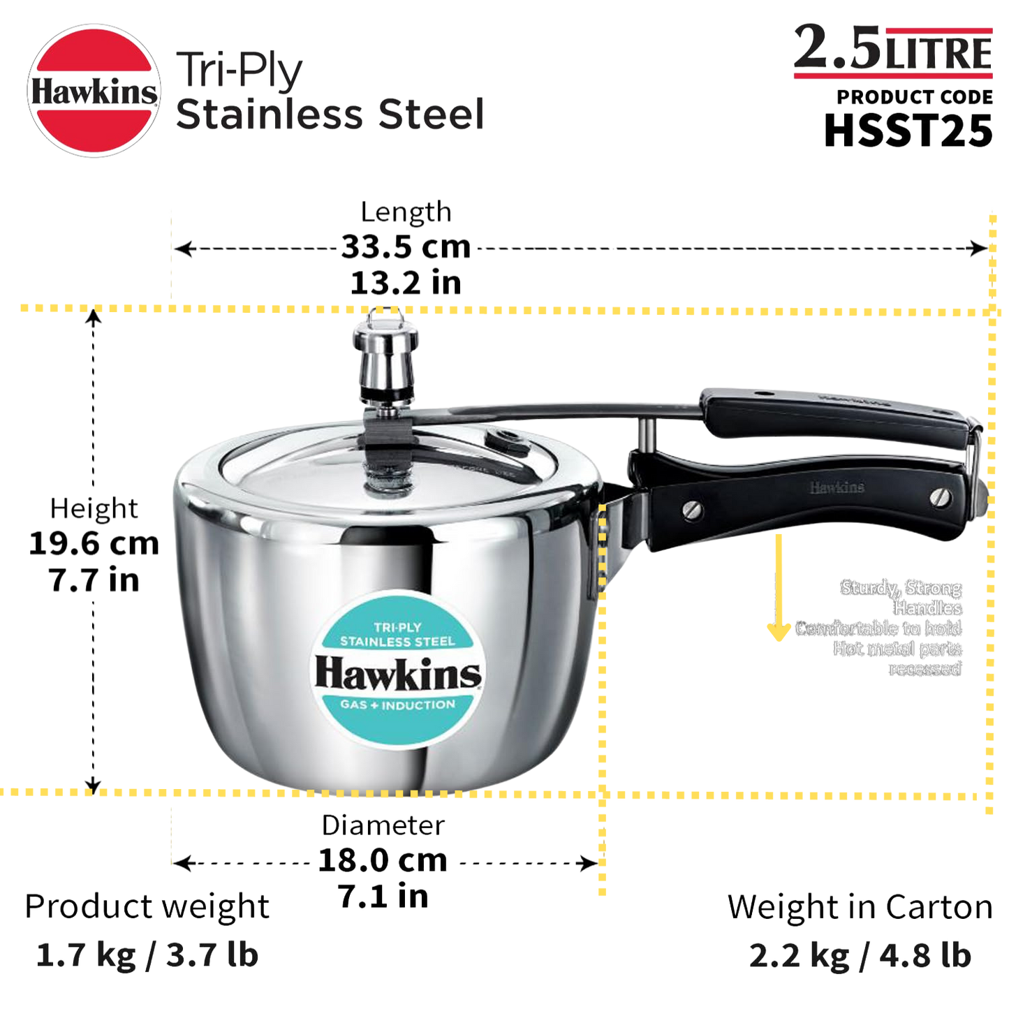 Hawkins Tri-Ply Stainless Steel Pressure Cooker - Premium SS pressure cooker from Hawkins - Just Rs. 2835! Shop now at Surana Sons