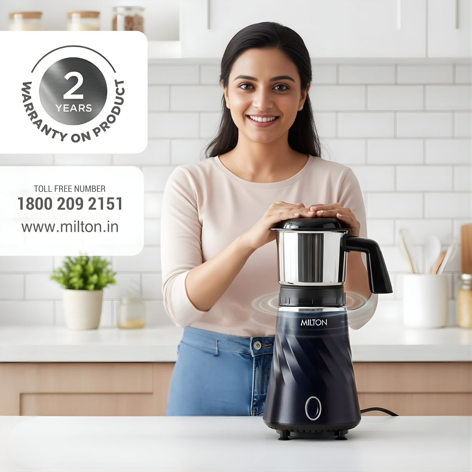 MILTON MINIQ 1 Jar Mini Mixer Grinder | Over Load Protector, HTLV