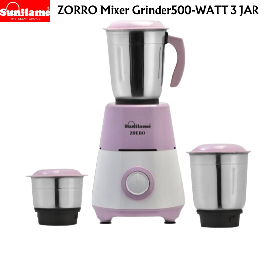 SUNFLAME ZORRO Mixer Grinder 500-WATT 3 JAR - Premium Mixer Grinder from Sunflame - Just Rs. 2350! Shop now at Surana Sons
