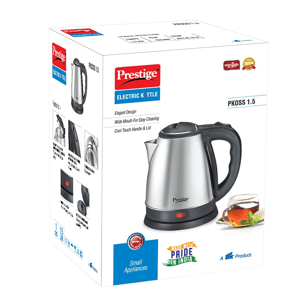 Prestige PKOSS Stainless Steel Electric Kettle 1500 W Silver and Black - Premium Electric kettles from Prestige - Just Rs. 699! Shop now at Surana Sons