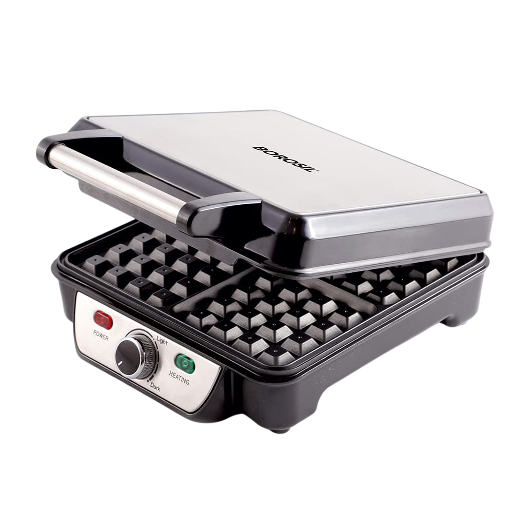 BOROSIL Jumbo 4-Slice Waffle Maker | 1100 Watt