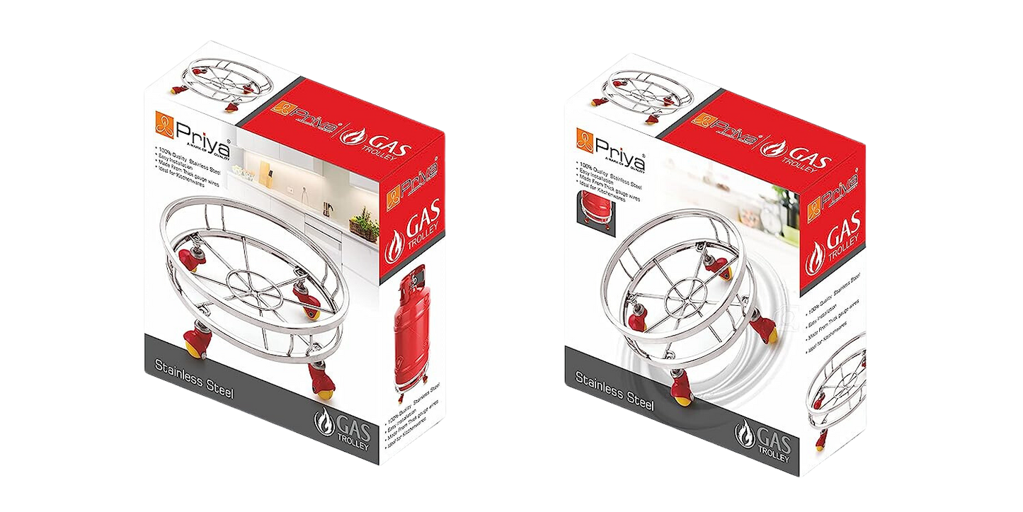 Priya Stainless Steel Gas Cylinder Trolley with Wheels - Premium Cylinder trolly from Priya - Just Rs. 1275! Shop now at Surana Sons