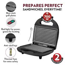 Borosil Neo Grill Sandwich Maker, Non-toxic Non-stick Grill Plate Coating, Make 2 Sandwiches At a Time - Premium Grill Sandwich Maker from borosil - Just Rs. 1832! Shop now at Surana Sons