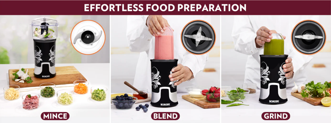 Borosil NutriFresh Portable Mini-Blender & Grinder,For Blending Smoothies & Chutneys, Dry Grinding Spices, Black, 400 W - Premium Nutriblend Blenders from borosil - Just Rs. 2573! Shop now at Surana Sons