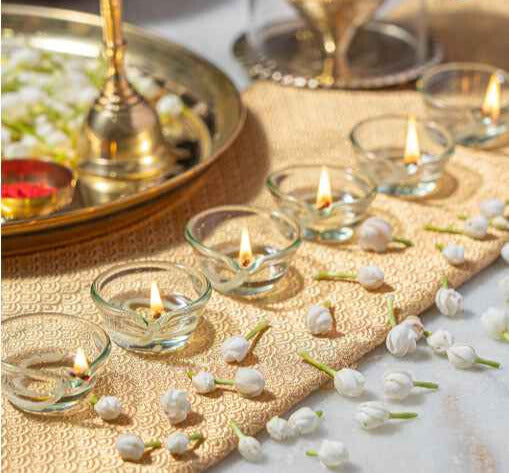 Borosil Glass Diya, Set of 6, 100% Borosilicate, Scratch & Chip Resistant - Premium Glass Diya from Borosil - Just Rs. 380! Shop now at Surana Sons