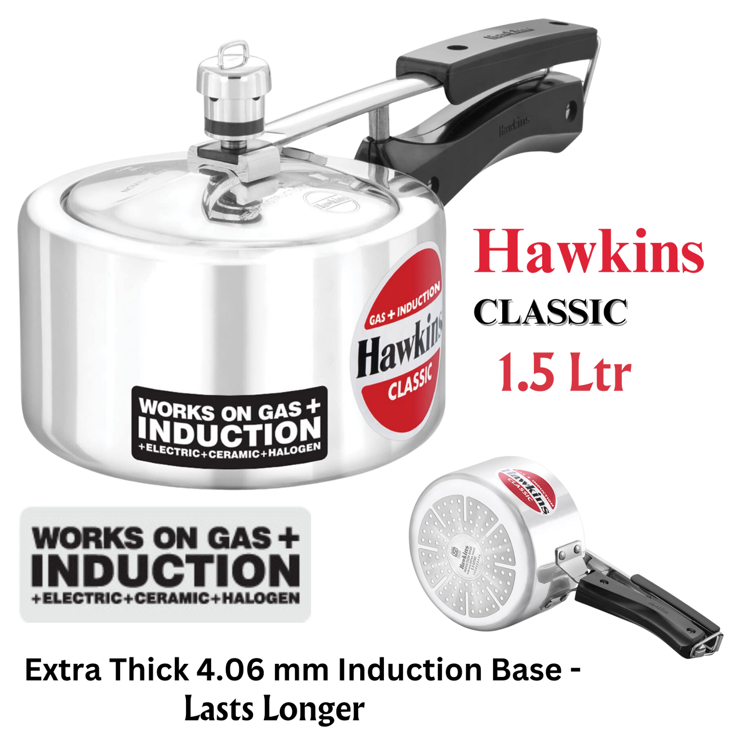 Hawkins Classic Aluminum Pressure Cooker Induction Base Inner