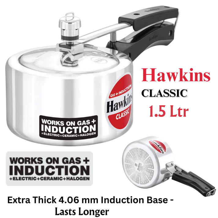 Hawkins Classic Aluminum Pressure Cooker Induction Base Inner Lid Cooker Surana Sons