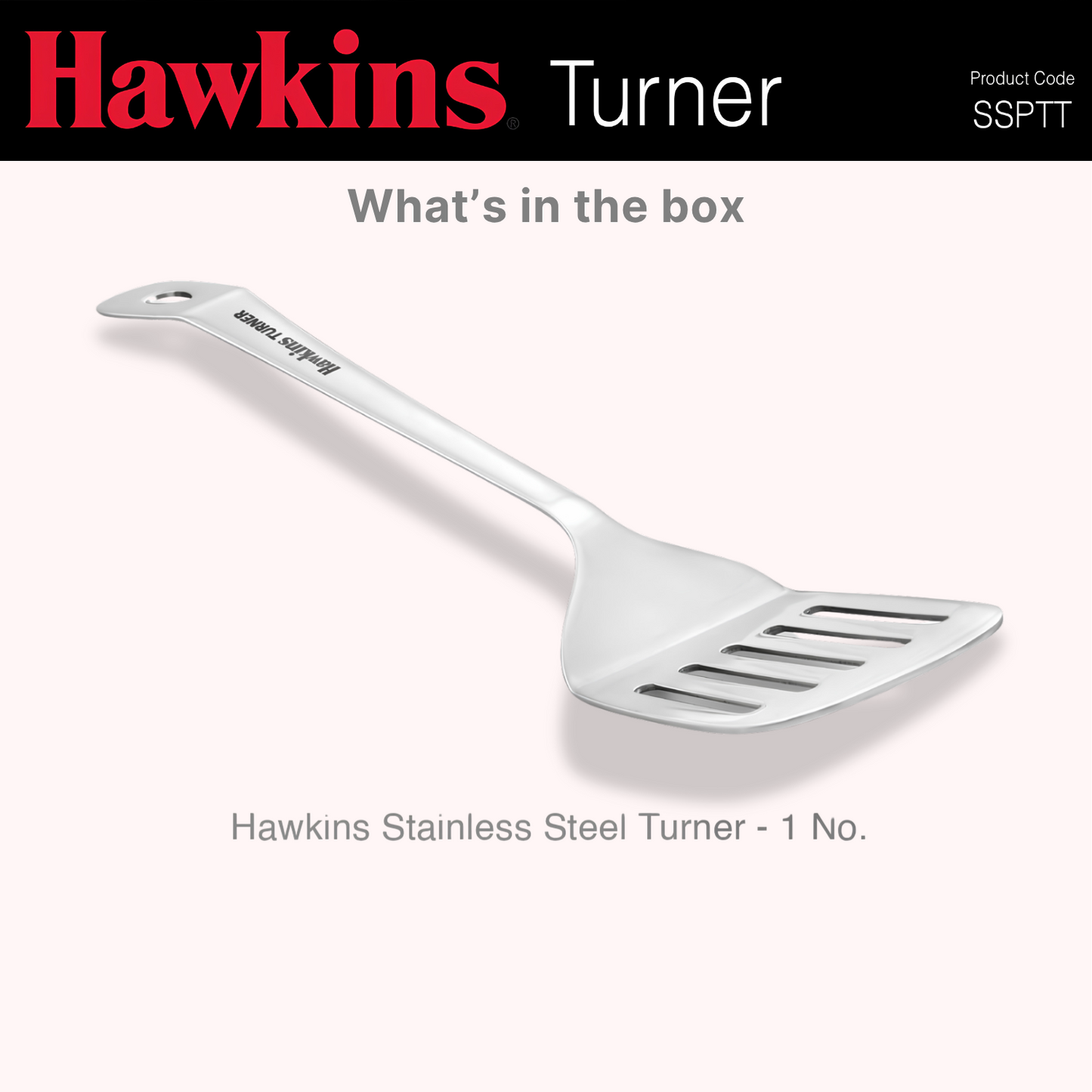 HAWKINS Food-grade Stainless Steel Turner for Dosa, Roti, Omlette, Paranthas, Pav Bhaji | Slotted Spatula, Ladle, Palta | Perfect for Flipping, Stirring, Stir-Frying, Draining (SSPTT)