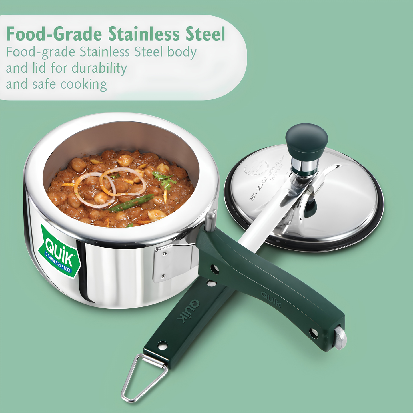 Hawkins Quik 1.5 Litre Stainless Steel Pressure Cooker | Straight Body | Induction & Gas Compatible | Ideal for 1–2 persons | ISI Certified | Guaranteed for 5 year | Silver (QSP15)