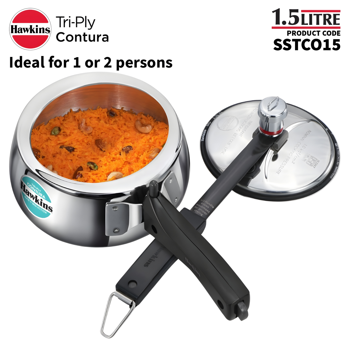 HAWKINS Contura Tri-Ply Stainless Steel 3.5 Litre (SSTCO35) |Induction Compatible