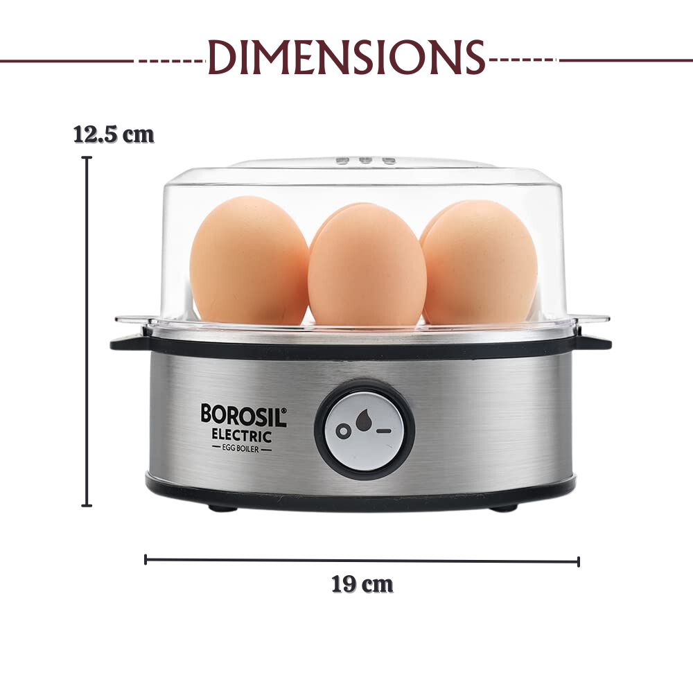 Borosil Electric Egg Boiler, For Hard, Soft, Medium Boiled Eggs, Steamed Vegetables, Transparent Lid, Stainless Steel Exterior - Premium Egg Boiler from borosil - Just Rs. 1450! Shop now at Surana Sons
