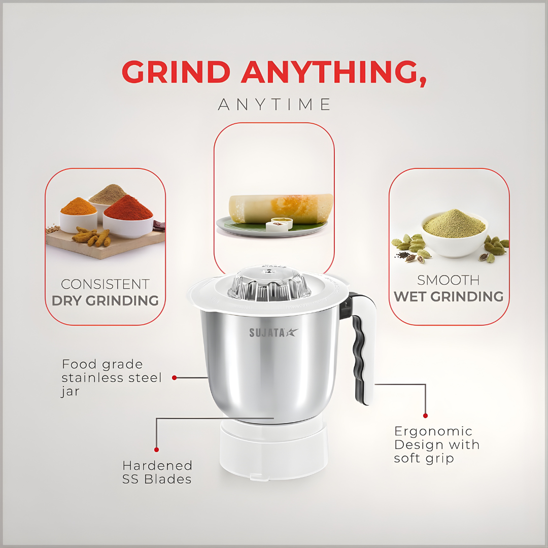 Sujata Powermatic Plus | India's Best Juicer Mixer Grinder | 900 Watt | 2 Jar