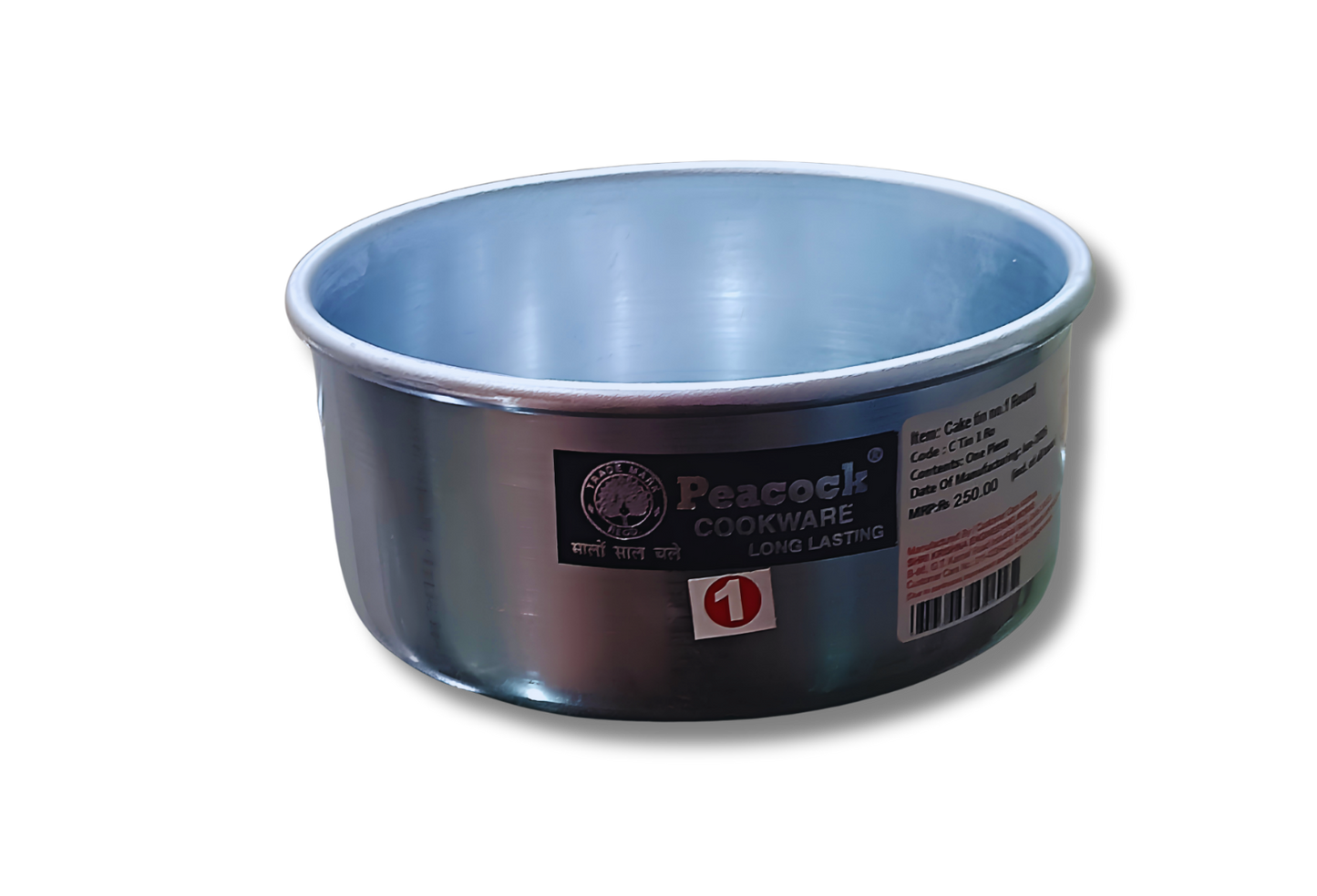 PEACOCK Aluminium Round Cake Mould | Cake Pot | For Ovens, OTG, Microwave (Convection Mode Only) | Strong & Premium Quality | Silver