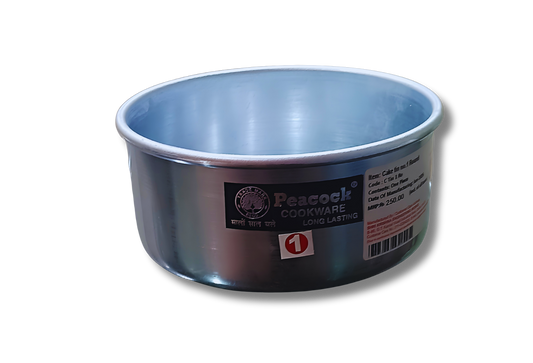 PEACOCK Aluminium Round Cake Mould | Cake Pot | For Ovens, OTG, Microwave (Convection Mode Only) | Strong & Premium Quality | Silver