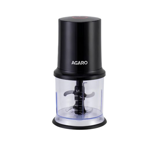 AGARO Elegant Vegetable Chopper | 100% Pure Copper Motor, Chop, Mince, Dice, Twin Stainless Steel Blade, 500 Ml, One Touch Operation, Elegant, Black.