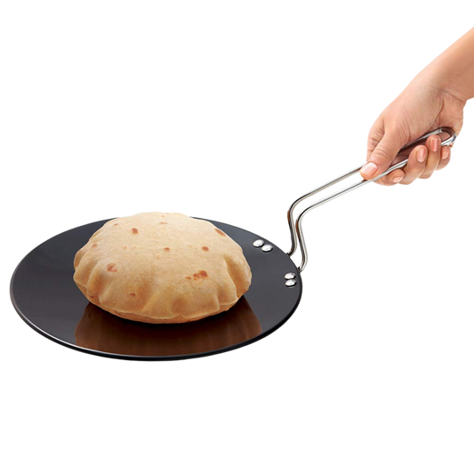 Hawkins Futura 24 cm Tava, Hard Anodised Tawa with Stainless Steel Handle, Black (AT24)