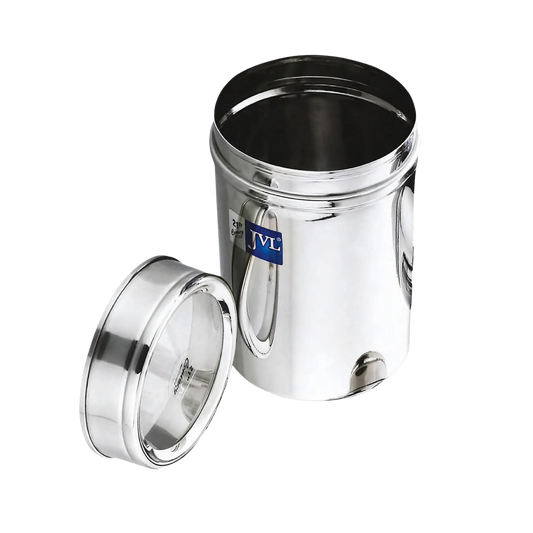 JVL Premium Stainless Steel See Thru Vintage Clear Canister | Mirror Polish | Storage Canister for Kitchen & Home