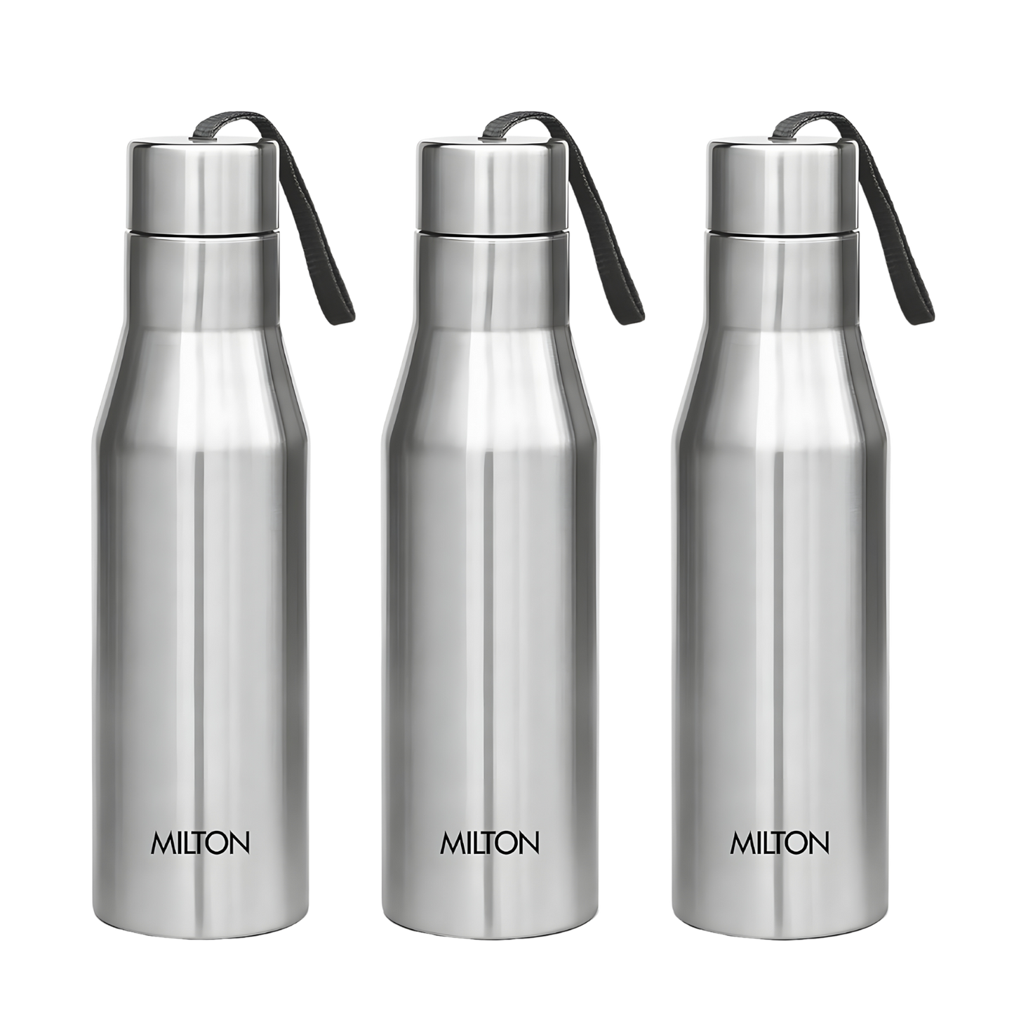 MILTON Super 1000 Single Wall Stainless Steel Bottle, Set of 3, 1000 ml Each, Silver | 100% Leak Proof | Fridge | Office Bottle | Gym Bottle | Home | Kitchen | Hiking | Trekking I Travel