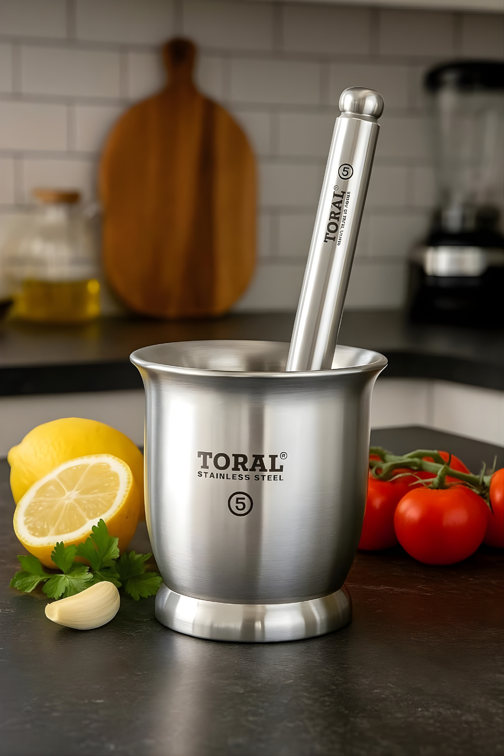 TORAL Popular Heavy Weighted Stainless Steel Mortar and Pestle Set | Rust-Proof Premium QualityKhalbatta/Kharal | Spice & Medicine Grinder for Kitchen Use