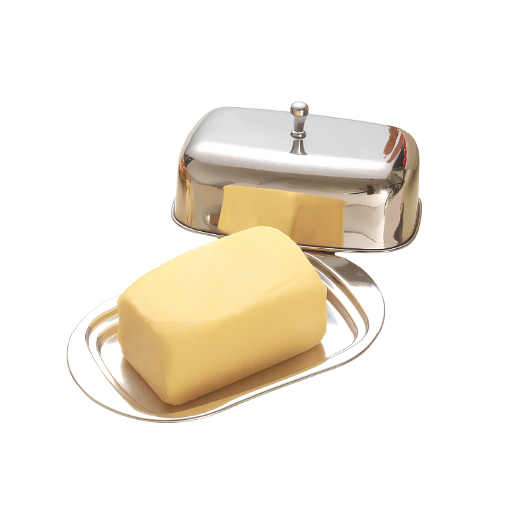 JVL Premium Stainless Steel Butter Dish | Mirror Polish | Hygenic