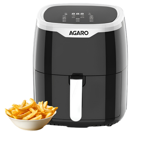 AGARO Galaxy Digital Air Fryer for Home, 4.5 L, Electric Air Fryer, Convection Oven | 1400W | 7 Pre-set Programs & Reheat | 360 Degrees Air Circulation | Digital Touch Display | Bake, Roast, Toast | Black