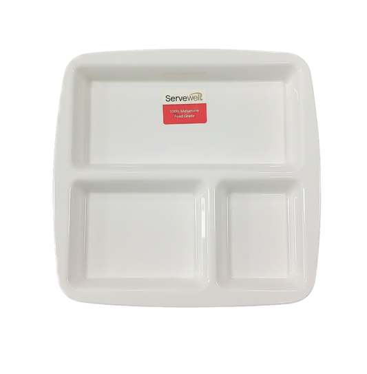 SERVEWELL Melamine Pav Bhaji Plate | Snack Plate | Set of 6 | White | Glossy