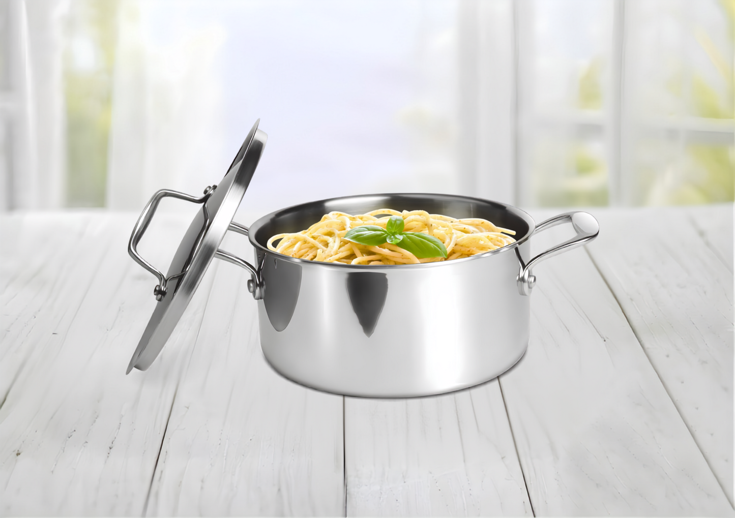 MILTON Procook Triply SS Casserole/Stock Pot/Biryani Pot with Lid 22 cm, 4 Litre, Cook-N-Serve Bowl, Gas and Induction Friendly, 3 Years Warranty