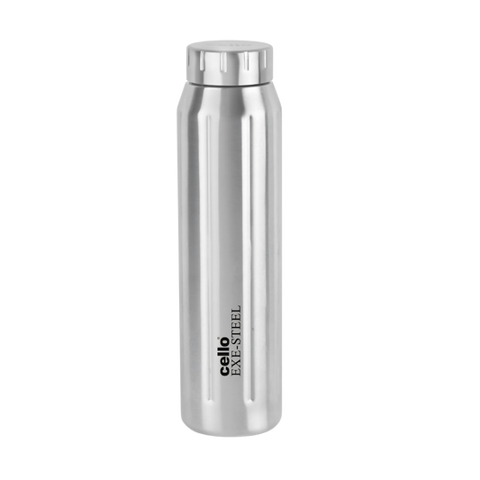 CELLO Volga Stainless Steel Bottle 900 ml, Silver | Single Walled Steel | Rust Proof, Stain Proof, Leak Proof Steel Bottle for Office | Dishwasher & Fridge Safe Steel Bottle for School