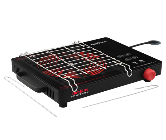 HAWKINS Infrared Cooktop 2200 W | Cook With Any Pot, Any Pan | Crystal Glass Top | Touch Controls with Rotary Knob | Black, HIR1