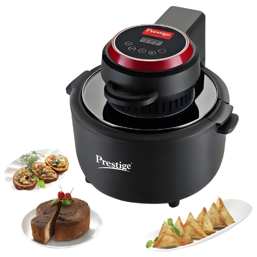 Prestige Multi-Chef All-in-One Air Fryer | 80% less Oil Consumption | 6.5 Ltr Capacity | 1200 Watts Power | Fry, Toast, Grill | See Through Lid | Advance Digital Display | Even Heat Distribution | Black