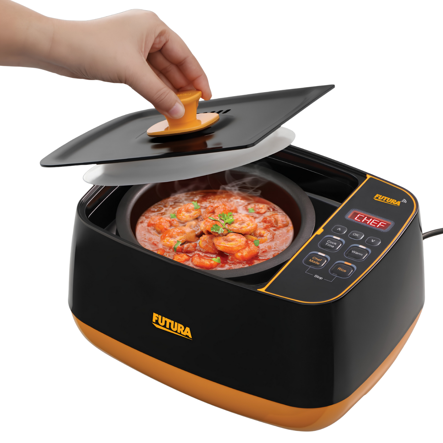 Hawkins Futura Smart Pot with Smart App, 2 Litre Smart Electric Cooker | Wi-Fi App Control | Automatic Rice Cooking | Slow Cooking, Sauté, Fry, Steam & Warm Functions | 100+ Guided Recipes | Portable Table-Top Cooker | Black (FSP1W)