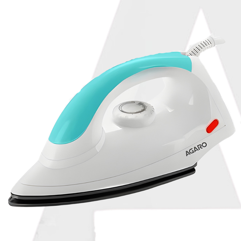 AGARO Grand Electric Dry Iron, 1000W, Non- Stick Coated Sole Plate, Fast Heating, Removes Wrinkle, Creases, Green & White