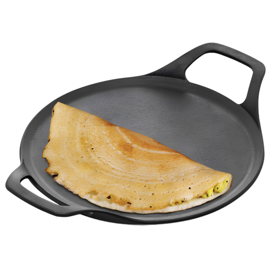 FUTURA By HAWKINS Reinforced Cast Iron Flat Tava 27 cm (CIDT27) | For Dosa, Uttapam, Chila, Tikki | Domestic Gas, Halogen, Ceramic, Induction Cooktop Compatible