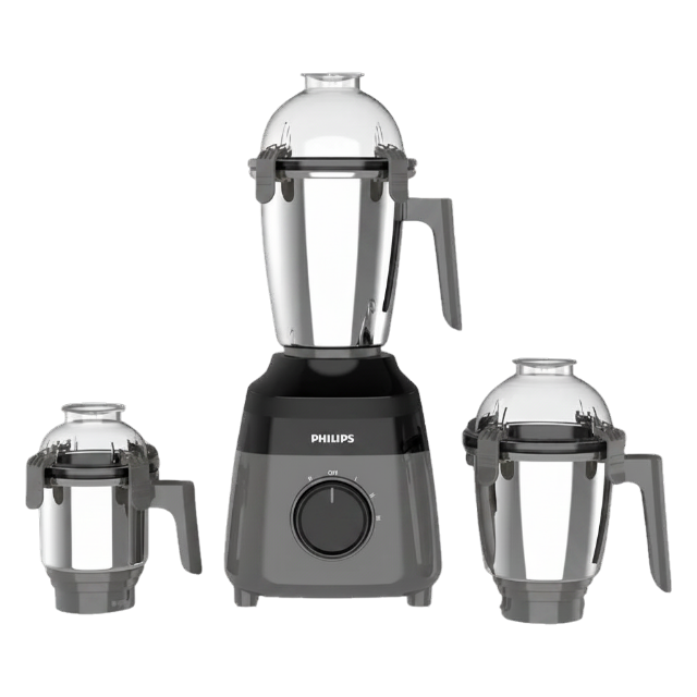 PHILIPS HR7000/00, 750 Watt 3 Jars Mixer Grinder | 21000 RPM, OptiGrind Motor Technology, Grey and Black