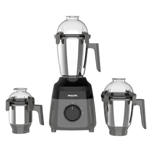 PHILIPS HR7000/00, 750 Watt 3 Jars Mixer Grinder | 21000 RPM, OptiGrind Motor Technology, Grey and Black