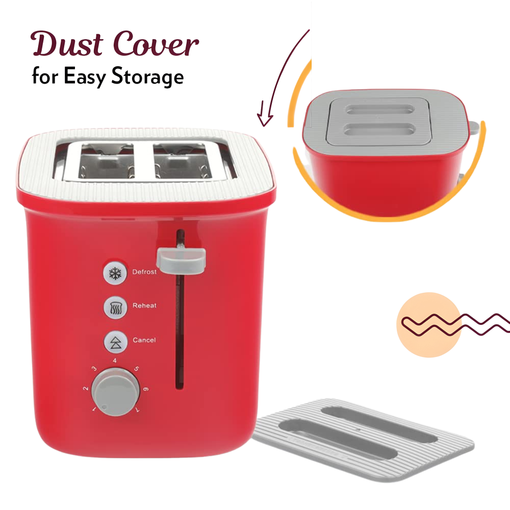 BOROSIL Krispy 2 Slice Pop-up Toaster, Red