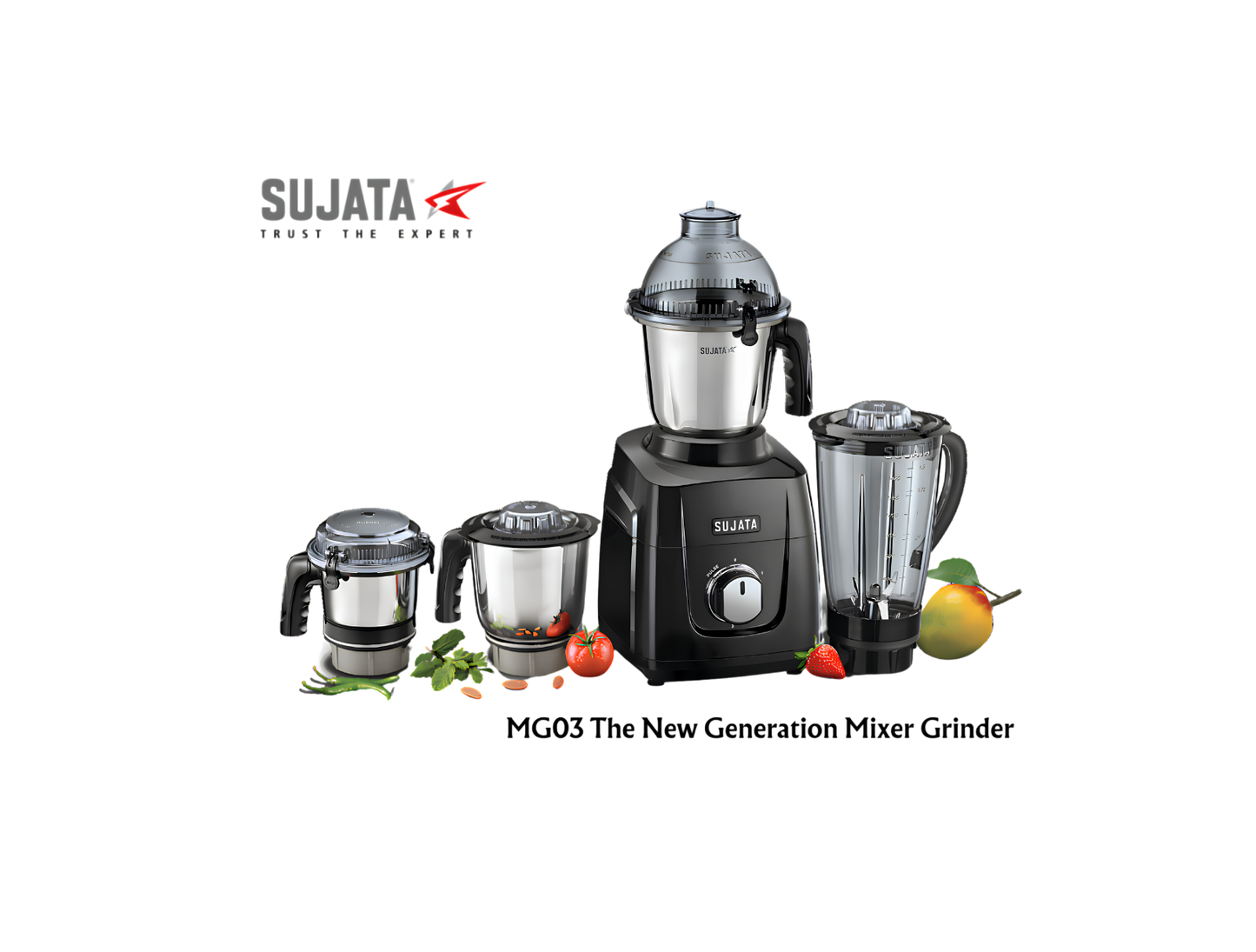 SUJATA MG03 1000W Mixer Grinder-4 Jar-Heavy Duty Mixer For Indian Kitchen