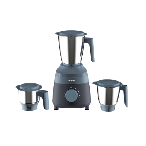 PHILIPS 500 Watt OptiGrind Motor, Blue Mixer Grinder Mixer with 3 Jars - HL1000/02 | SS 304 Rust Free DuraBlades