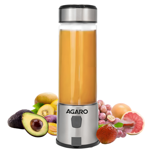 AGARO Galaxy Portable Blender for Smoothie & Milk Shakes, 450ml, USB Type C Rechargeable, 3000 mAh Battery, Mini Personal Blender for Home, Office, Gym, Travel. 126W, Stainless Steel Blade