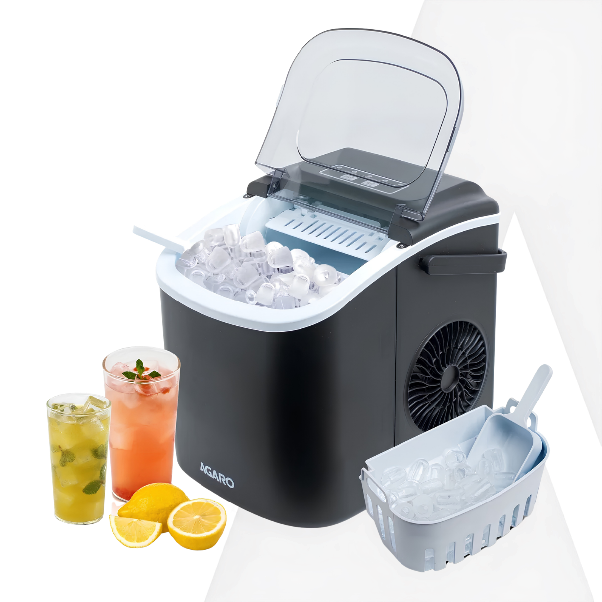 AGARO Marvel Ice Maker | Compact Ice Maker | 1.2 L water Tank | 9 Pcs bullet Ice Cube at a time | Plastic Body