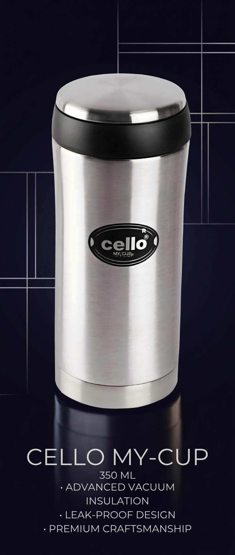 CELLO My Cup Vacuum Insulated Travel Mug | Double Wall Vacuum Insulated | For Hot & Cold Beverages | 350 ML