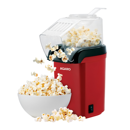 AGARO Delite Electric Popcorn Maker, 1200W Hot Air Popper, Oil-Free Healthy Snacks for Kids in 2 Minutes, 90% Popping Rate, Measuring Cup Included, Family Party, 1 Year Replaceable Warranty