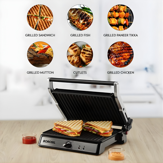 Borosil Super Jumbo, Opens 180°, 2000-Watt Grill Toaster/Sandwich Maker