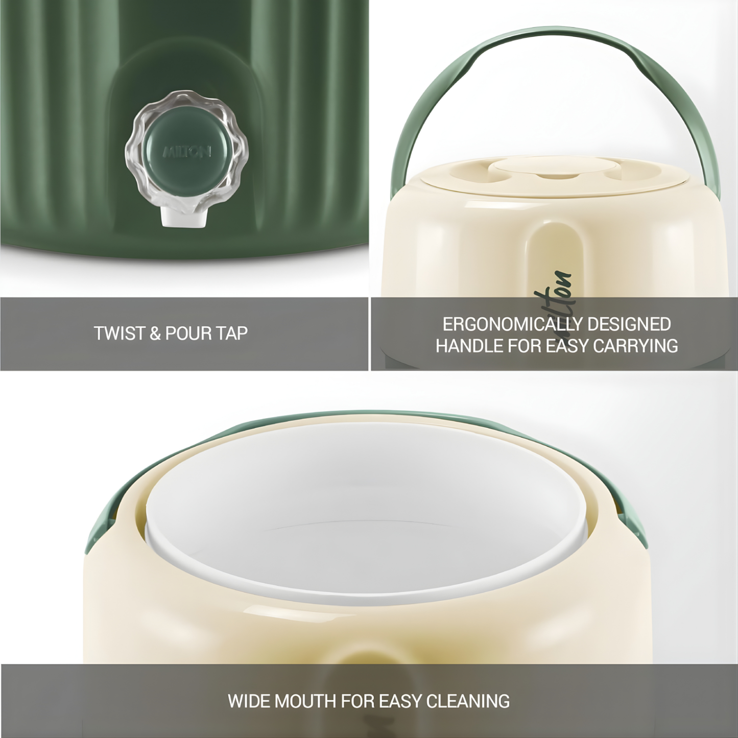 MILTON Kool Pristine Insulated Plastic Water Jug | Food Grade | Easy to Carry | BPA Free