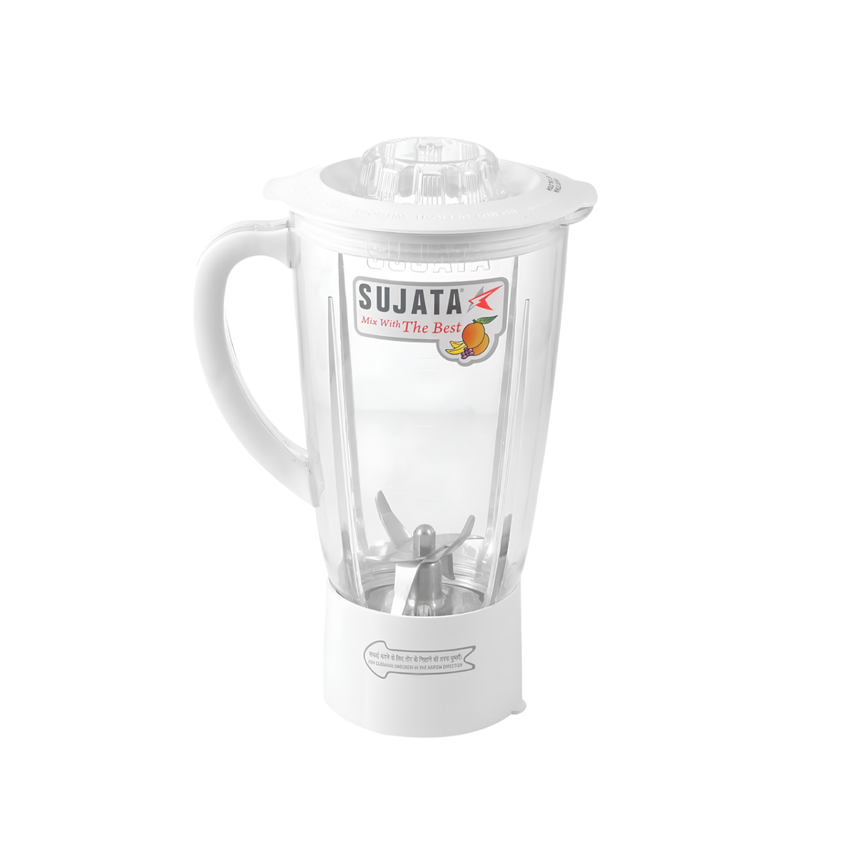 SUJATA 1750 ml Blender Jar | Compatible with all 900W Mixer Grinders |Unbreakable Transparent Liquidizer, Stainless Steel Blades | Ergonomic Handle |Perfect for Smoothies, Milkshakes & Juices | White
